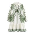 thumbnail image 2 of Delliss Women's Boho Summer Dress Fashion Print Layered Pleated Bell Sleeve Casual V Neck Flowy Beach Mini Dresses, 2 of 7