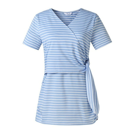 

Maternity Pumpkin Shirt Womens Maternity Summer Short Sleeve Striped Printed V Neck Nursing Tops Pregnancy Top For Breastfeeding Maternity Cute Underwear