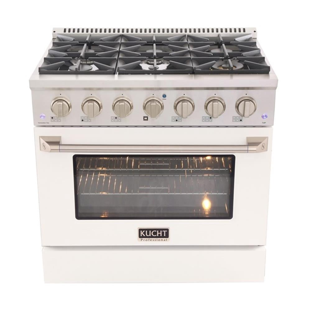 Pemberly Row 36" 5.2 cu. ft Dual Fuel Range Propane Gas Sealed Burners in White