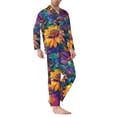 thumbnail image 2 of Sikiie Psychedelic Sunflowers Mens Pajama Set, Soft Warm Long Sleeve Sleepwear, Cozy Button-Down Pjs for Men-X-Large, 2 of 7