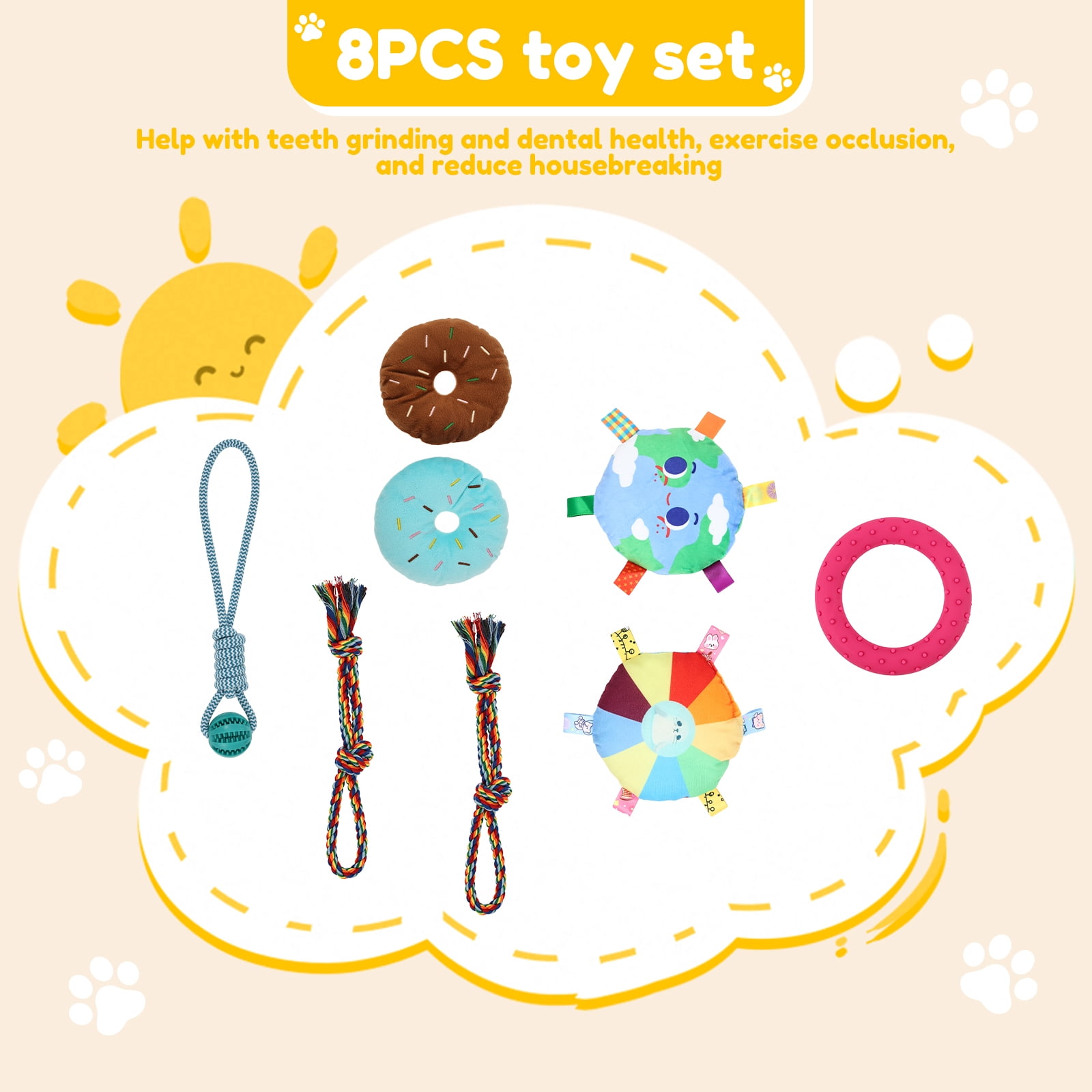 Austok Puppy Play Gym with 8 Toys Jungle Playground Gym for Small Dogs PVC Frame Dog Playground with Hammock for Playing Entertainment
