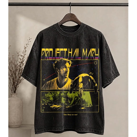 Project Hail Mary Vintage Acid Wash T Shirt Ryan Gosling Sci Fi Graphic Tee Rocky Retro Space Movie T shirt Sizes S-5XL