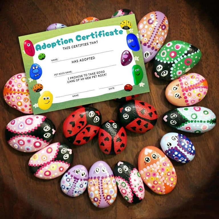 Lashicorn Pet Rock Adoption Certificate 30pk 4x6 Painted Rock Hide Park Bench Random Acts of Kindness Encouraging Adopt - Walmart.com lashicorn-pet-rock-adoption-certificate-30pk-4x6-painted-rock-hide-park-bench-random-acts-of-kindness-encouraging-adopt-walmart-com