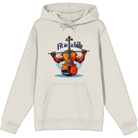 Fit As A Fiddle Violin Humor Adult Black Long Sleeve Hoodie-Medium
