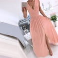 thumbnail image 3 of Robes de Bal pour Femmes Fluides Décontractées Sans Manches Col en V Fendu Robe Maxi Retour à la Maison, 3 of 5