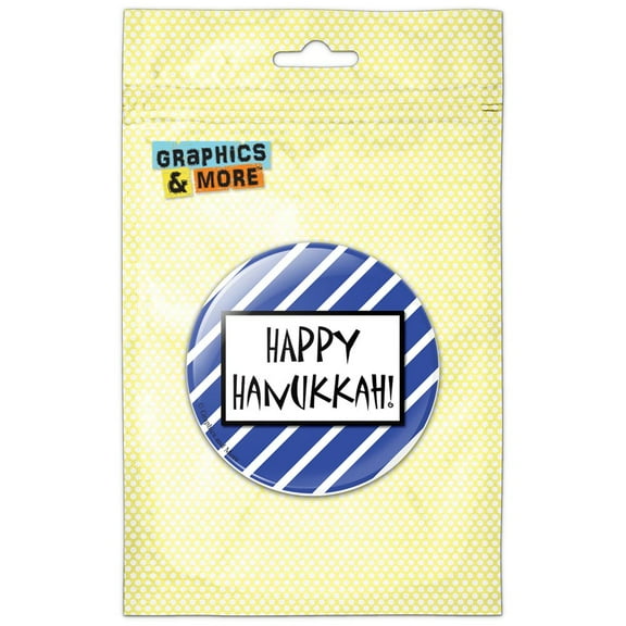 Happy Hanukkah Fun Blue Stripes Refrigerator Button Magnet