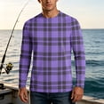 thumbnail image 5 of OIOLOYJM Mens Fishing Shirts Long Sleeve UPF Sun protection Plaid Uv Quick Dry Swim Beach Shirts Rash Guard Hiking Gym Classic Fit T Shirts Purple 2XL, 5 of 6