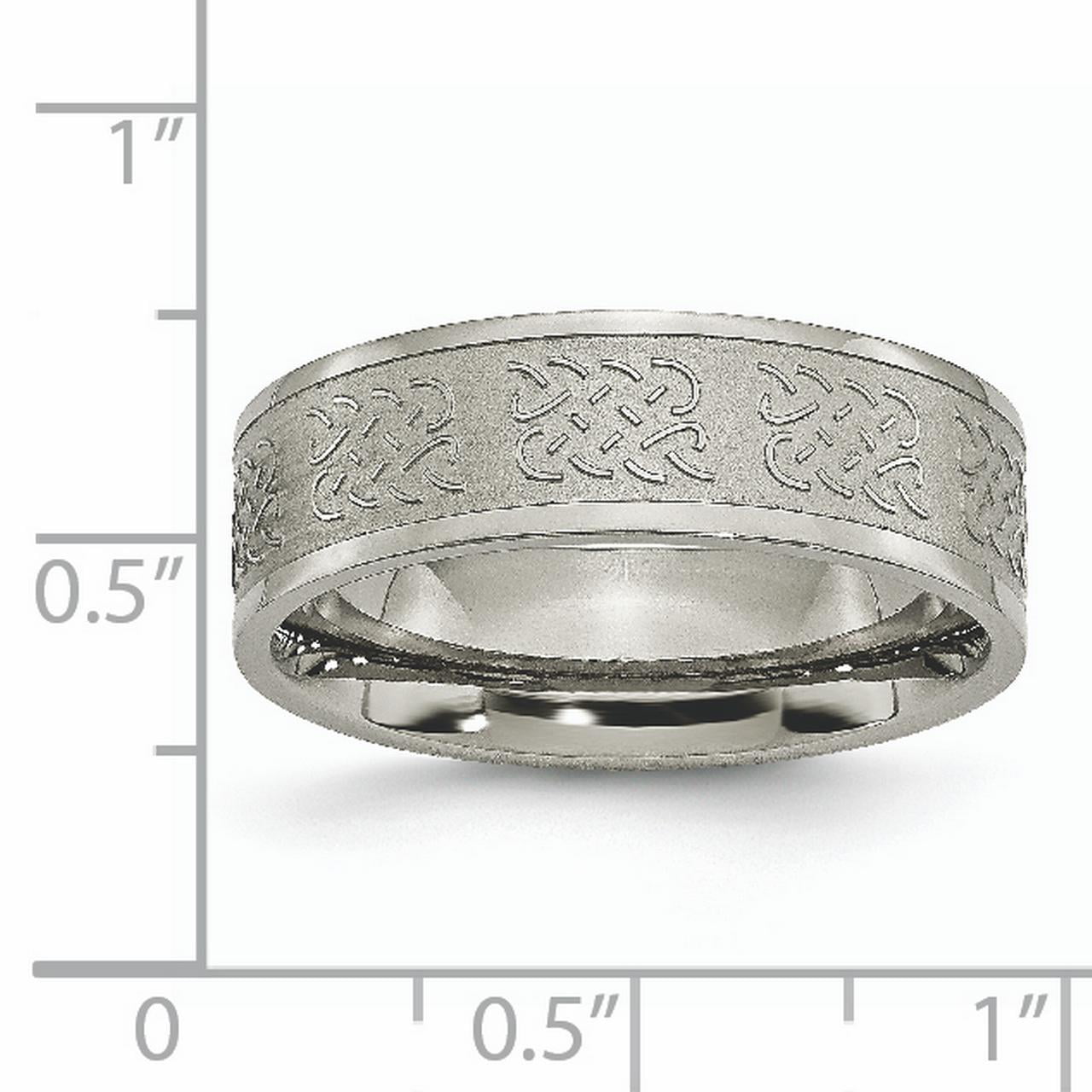 Box 14k co Titanium 7mm Satin and Polished Fancy Design Band