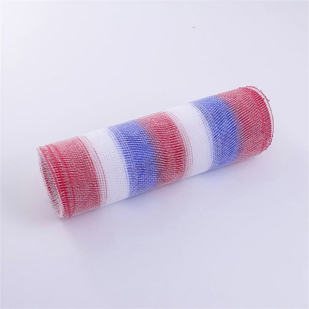XmhyTop-A Cinta de malla decorativa para coronas, 10 yardas para envolver regalos, lazos de flores, manualidades, rojo, blanco y azul.