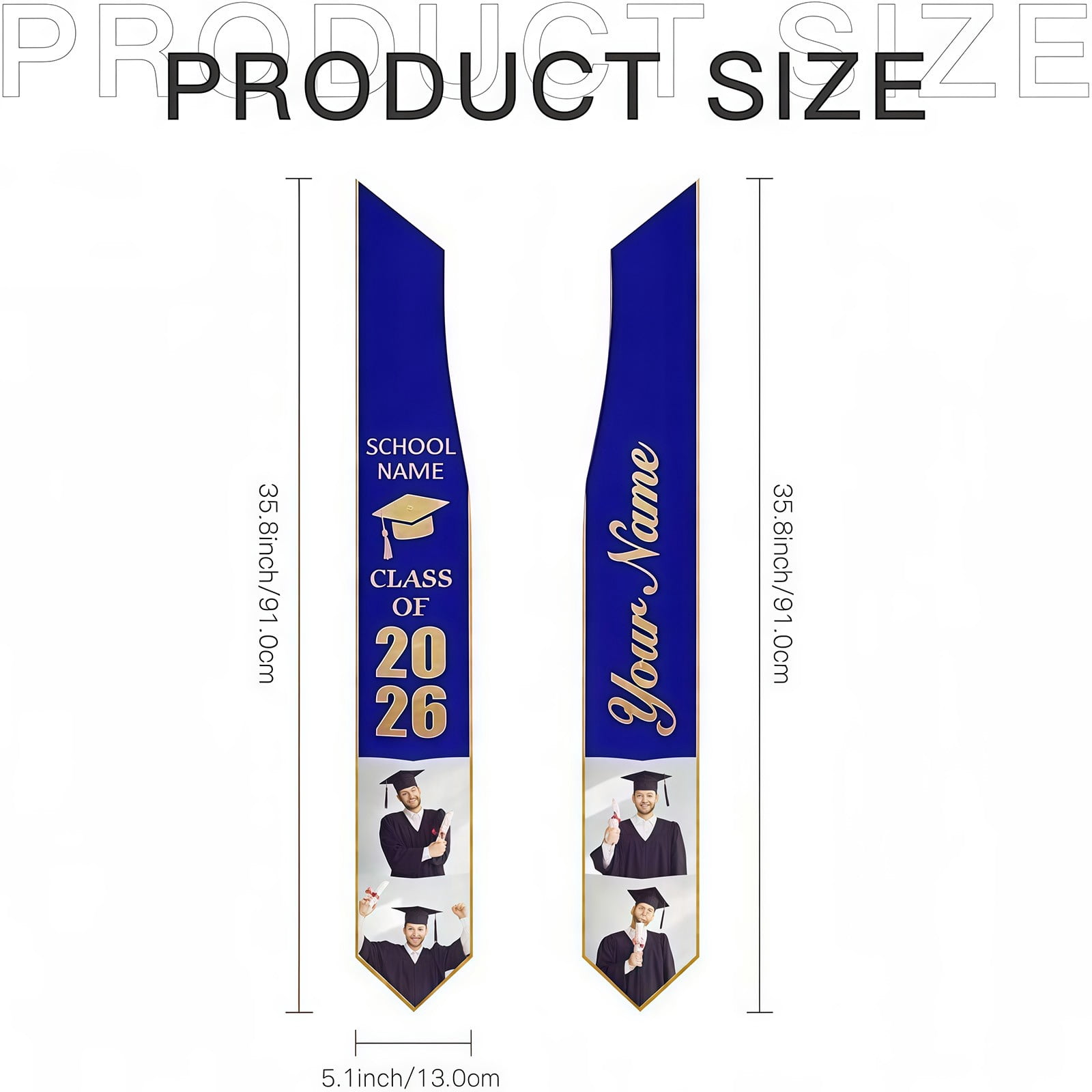 QASIEATN Graduation Stoles Class of Personalized Graduation Stole Grad Stole Daily Wear Casual Accessories Tie for Women