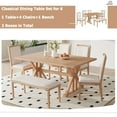 thumbnail image 6 of EUROCO Dining Room Table Set for 6,Dining Table Set with Trestle Legs,4 Upholstered Dining Chairs and Bench,Rectangle Dining Table for Small Apartment Saving Space,Natural, 6 of 7