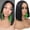 Green, variant on Half Red Half Black Bob Wig with Bangs for Women, Straight Colored Synthetic Wig for Party Use(Green,One Size)