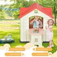 thumbnail image 6 of Gymax Kid's Playhouse Games Cottage w/ 7 PCS Toy Set & Waterproof Cover Pink, 6 of 9