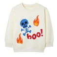 thumbnail image 3 of HILEELANG Toddler(18M-7T) Halloween Sweatshirt – 100% Cotton Pullover with Skeleton BOO Print, White Fall Crewneck for Boys Girls 3 years old, 3 of 7