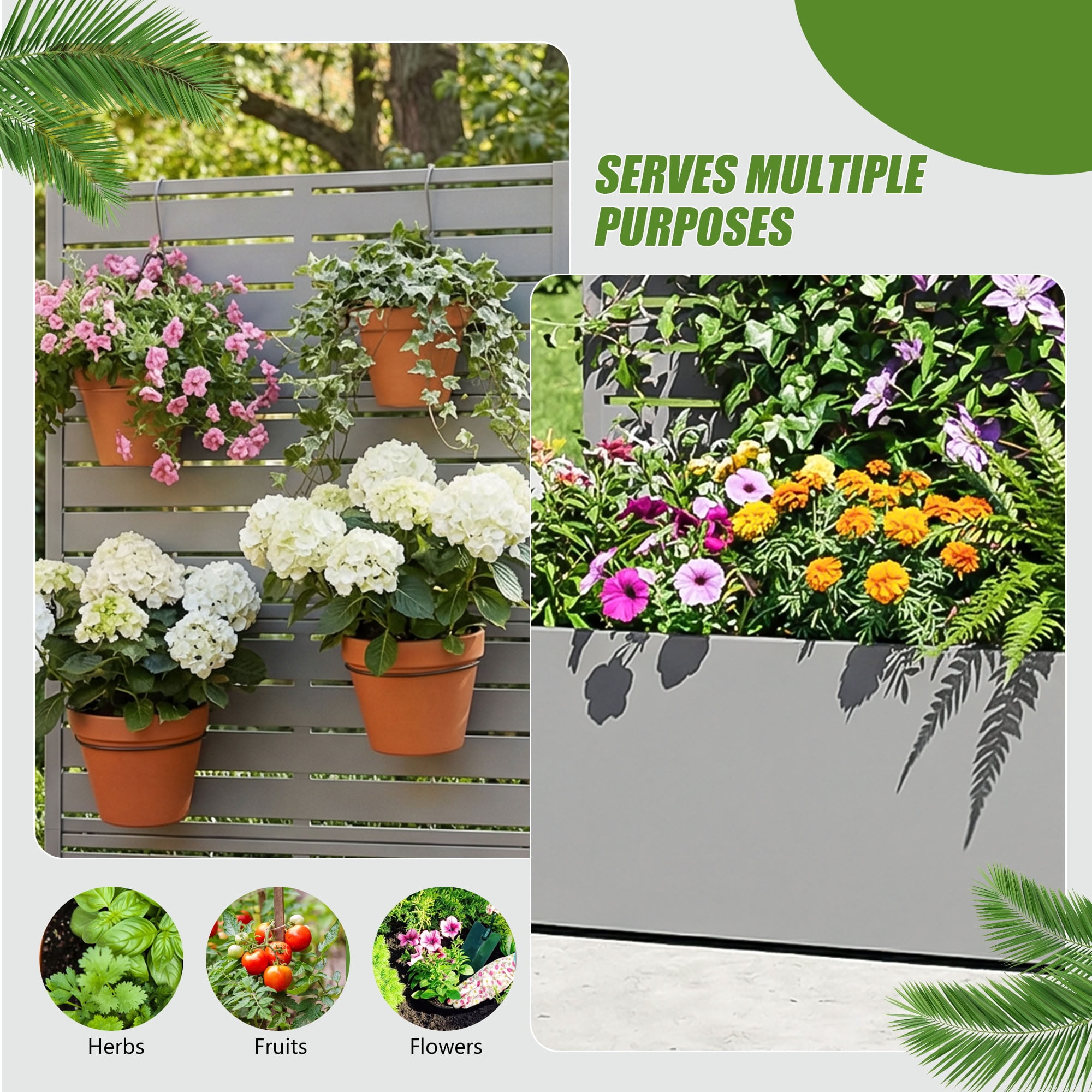 MAYEERTY 59*30in Outdoor Metal Planter Box, Removable Outdoor Planter, Portable Garden Planter Box for Balcony, Garden, Yard