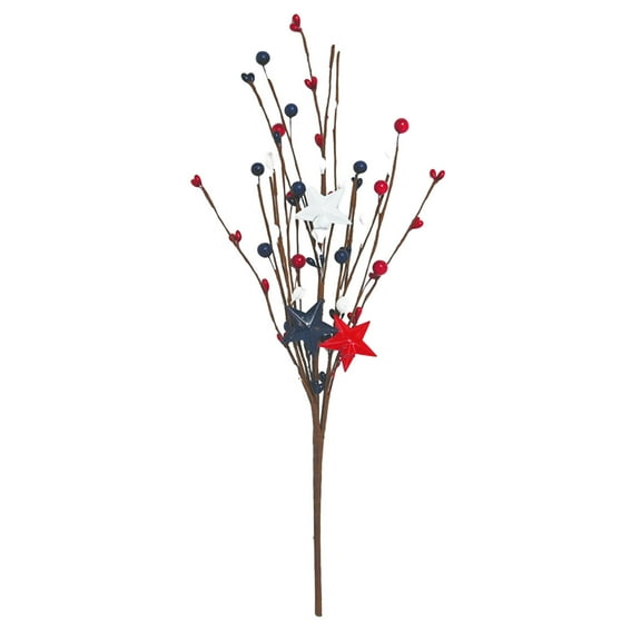 Nmdmisc Patriotic Artificial Berry Stems 16" Red White Blue Stars Assorted Pip Berries Picks for 4th of July Independence Day Decorations Holiday Arrangement Centerpieces