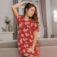 thumbnail image 3 of Logiee Rose Flowers Print Nightgowns for Women,Soft Short-Sleeved Lightweight Sleepwear, Loose Sleepshirts, 3 of 6
