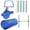 Blue, variant on Elevated Dog Bed with Canopy for Outdoor Use, Portable Pet Cot with UV Protection Shade, 48 inch Gray Metal Frame