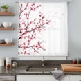 thumbnail image 4 of Cherry Blossom Semi Sheer Curtains Drapes for Living Room,Bedroom,French Doors Window 54 Inches Long,Spring Pink Floral Branches Watercolor Rod Pocket Chiffon Curtain Drapery Voile Draperies Panel, 4 of 8