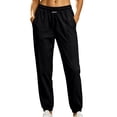 thumbnail image 2 of WIZUTIZ Women's Tapered Jogger Pants Elastic Waist Drawstring Side Pockets Athletic Sweatpants Workout Running Hiking Soft Stretchy Comfy Everyday, 2 of 6