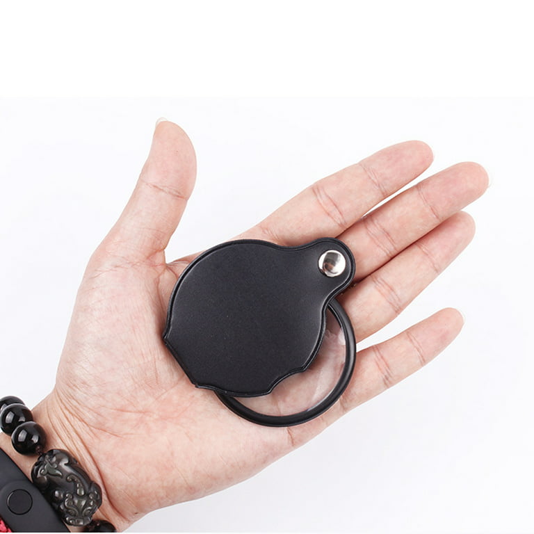 Unique Bargains 10X Pocket Folding Magnifier Reading Magnifying Glass with  Leather Case 2.36 Black