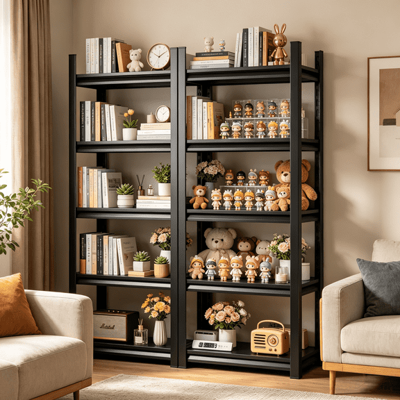 72"H x 18"D Garage Shelving Unit and Storage, 5-Tier Heavy-Duty Adjustable Shelves Easy Assembly, Steel Shelves for Storage, Metal Garage Shelving for Industrial Warehouse Basement Pantry, Black