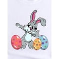 thumbnail image 3 of Easter Wearing Sunglasses Playing Cool Dancing Bunny Egg Print Round Neck T-Shirt, Stretch Short Sleeve, 3 of 7