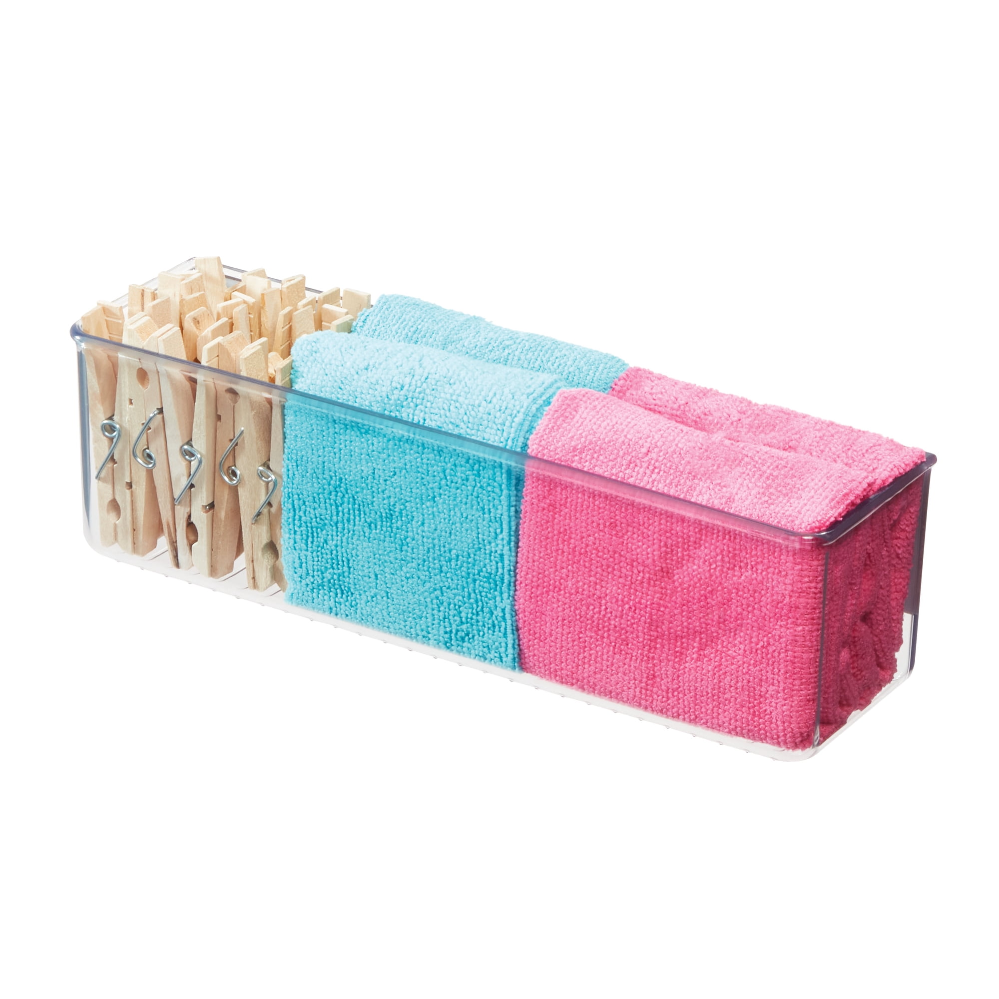 iDesign Recycled Plastic Medium Magnetic Hanging Laundry Room Organization Bin, 12” x 7” x 4”, Clear Bin