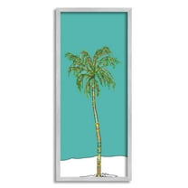 Stupell Industries Modern Turquoise Palm Tree Botanical & Floral Painting Gray Framed Art Print Wall Art, 13 x 30