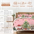 thumbnail image 6 of Christmas Bedding Duvet Cover Set Queen Size 4 Pieces Winter Santa Gnome Pine Tree Xmas Star Snowfall Pink Bedding Set with Zipper Closure, 1 Comforter Cover 90x92 Inch 1 Flat Sheet & 2 Pillow Cases, 6 of 7
