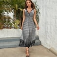 thumbnail image 3 of EPCOT Ball Black And White Womens Night Club Maxi Dress V Neck Sleeveless Bohemia Long Dresses, 3 of 9