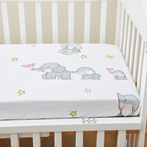 LUDLZ Baby Bed Sheet, 100% Cotton – Soft, Breathable, Cute Patterns, 110cm x 60cm