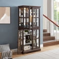 thumbnail image 3 of Jopath Display Cabinet with Glass Doors, Antique Display Cabinet with Adjustable Shelves Four Door Design Storage Cabinet for Home and Office Bulb Included Cherry, 3 of 9
