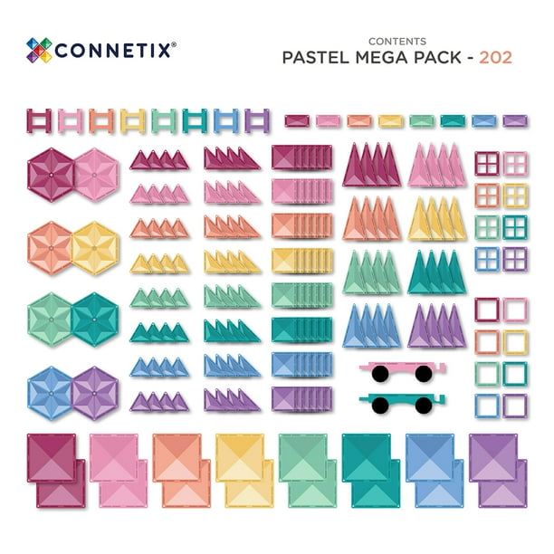 大幅値下げ　Connetix Tiles　マグネット　パステル　マグビルド CONNETIX Magnetic Tiles, Pastel Mega Pack, 202 Pieces - Walmart.ca