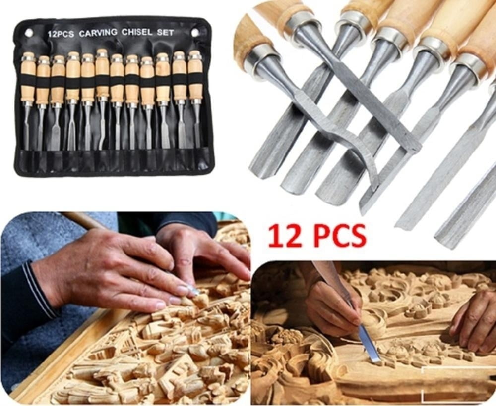 Ticfox 12 Pieces Professional Wood Chisel DIY Tool Sets Woodworking
