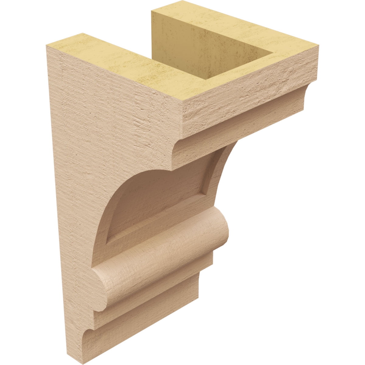 4"W x 4"D x 8"H Wide Diane Rough Cedar Woodgrain TimberThane Corbel, Primed Tan