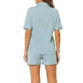 thumbnail image 3 of INSPIRE CHIC Women's Pajamas Summer Short Sleeves Button Down with Shorts Lounge Sets L Blue, 3 of 4