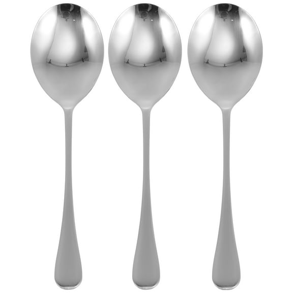 NUOLUX 3Pcs Stainless Steel Buffet Spoons Practical Food Serving Spoons (Silver)
