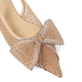 thumbnail image 3 of XYD Women Layered Bowknot Crystal Studs Flats Pointed Toe Elastic Slingback Shoes Gorgeous Prom Bridal Sandals Size 9 Nude, 3 of 4