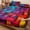 Orange, variant on 3PCS Fitted Sheet Set, Deep Pocket, Tech Grid Pattern, Soft, For Bedroom & Dorm(Blue,Twin)