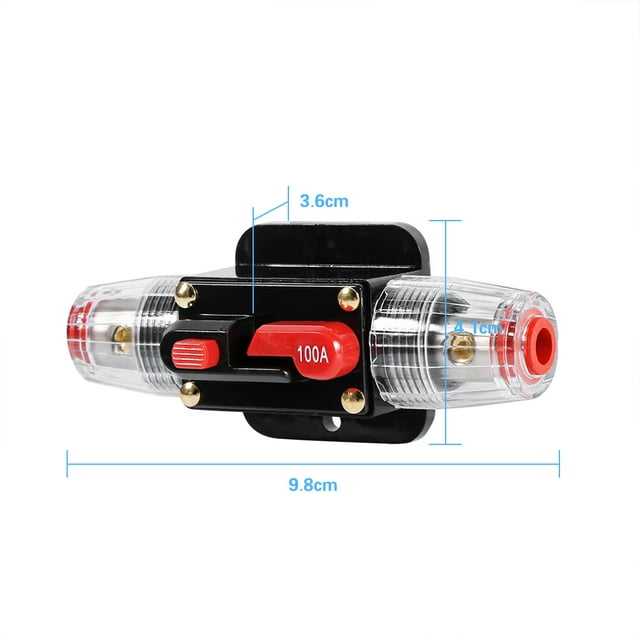 Circuit Breaker Reset Fuseholder, HighTech Water Resistant, Push Button Reset Kill Switch, AGU Style Replacement, Made of Alloy Material, for Car Boat Marine Use