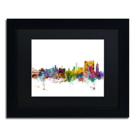 Trademark Fine Art "Calcutta India Skyline" Canvas Art by Michael Tompsett Black Matte, Black Frame