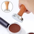 thumbnail image 2 of Espresso Tamper Premium Tamper plana de acero inoxidable, mango de madera maciza 58 mm marrón claro Zulema sabotaje de café, 2 of 7