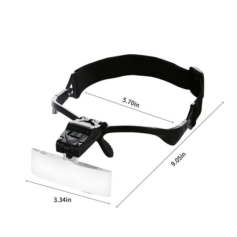 LED Head Magnifier, Rechargeable Hands Free Headband Magnifying Glasses  with 2 Led, Professional Jeweler's Loupe Light Bracket and Headband are