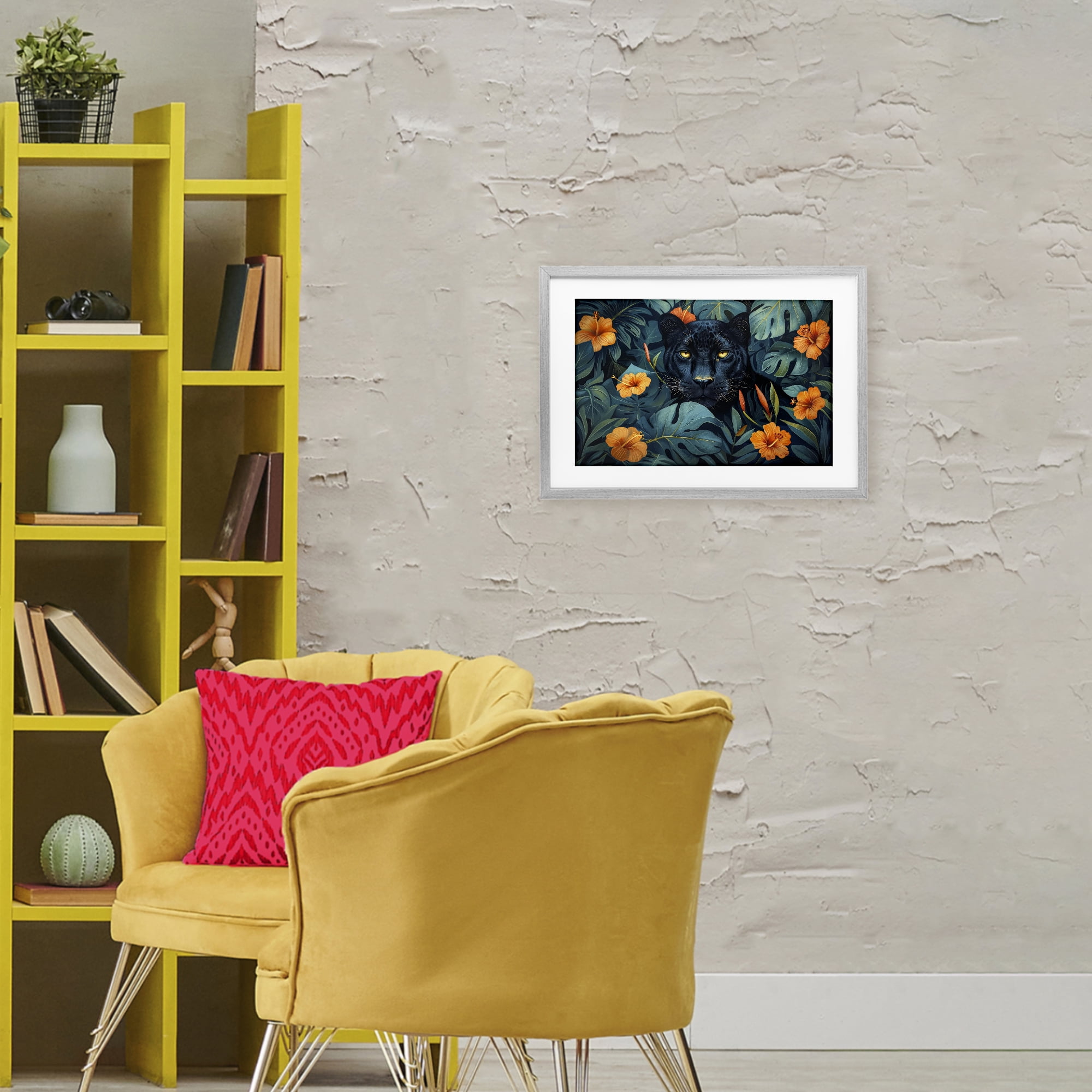 Stupell Industries Hiding Panther's Paradise Gray Framed Print Under Glass, design by Ray Powers