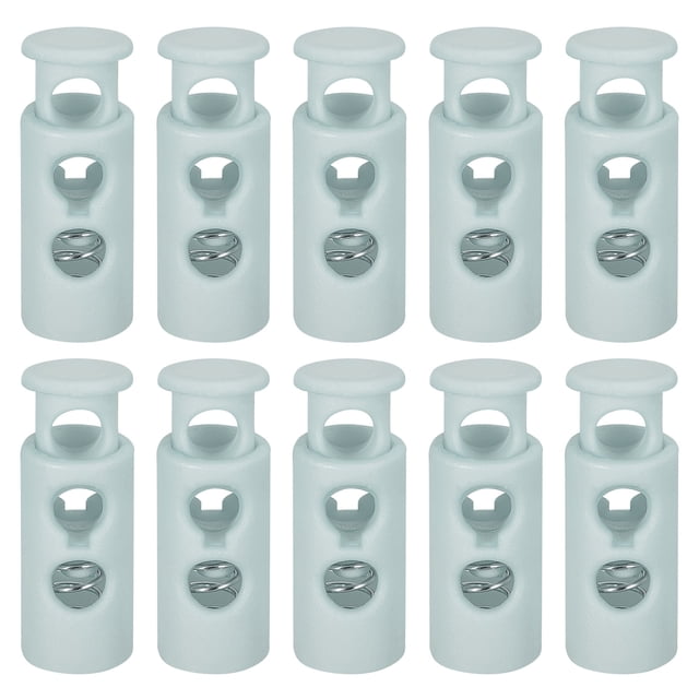 Unique Bargains 30Pack 4mm Cord Lock Plastic Double Hole Spring Toggle Stoppers, Lake Blue