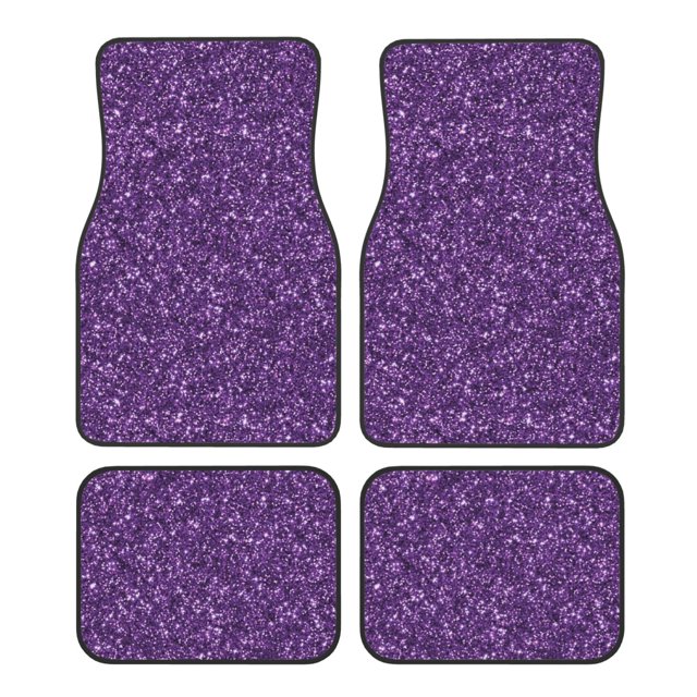 Balery Purple Glitter Juego de 4 Alfombrillas para Auto, Revestimientos de Caucho Resistente, Diseño Antideslizante