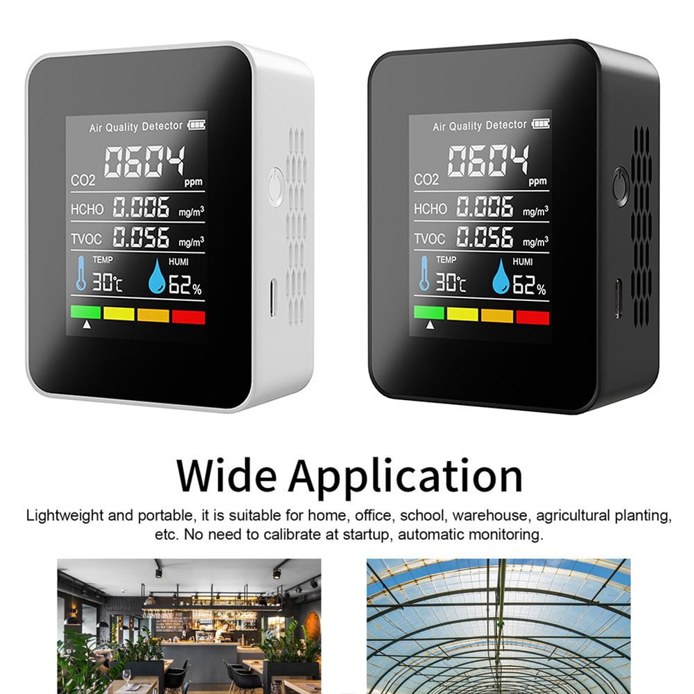 5In1 Co2 Meter Temperature Humidity Air Quality Monitor Carbon Dioxide Detector
