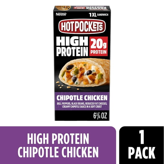 Hot Pockets High Protein Chipotle Chicken, Air Fryer Food, 1 XL Sandwich,  6.75 oz (Frozen)