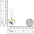 thumbnail image 2 of Gem Stone King Two Tone Red Created Ruby White Moissanite Blue Created Sapphire `I love you to the moon and back` Engraved Pendant Necklace for Women (1.52 cttw, Heart Shape 5MM, 18 inch Chain), 2 of 3